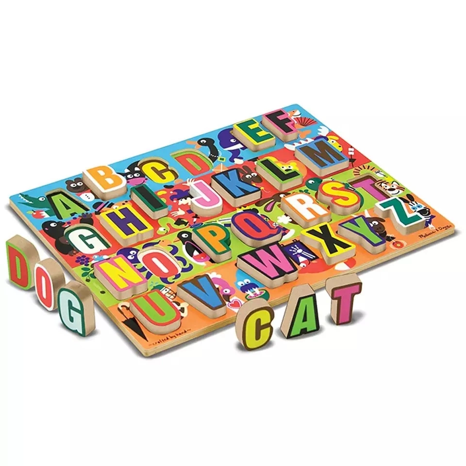 Educational Wooden Alphabet Puzzle Toy Letter and Number Wooden 3D Shape Jigsaw Puzzle