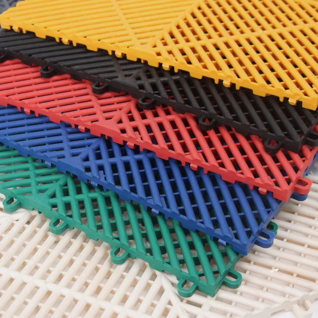 40X40X1.8cm PP Plastic Non-Slip Interlocking Garage Floor Tiles Drainage Mats for Basement Swimming Car Parking