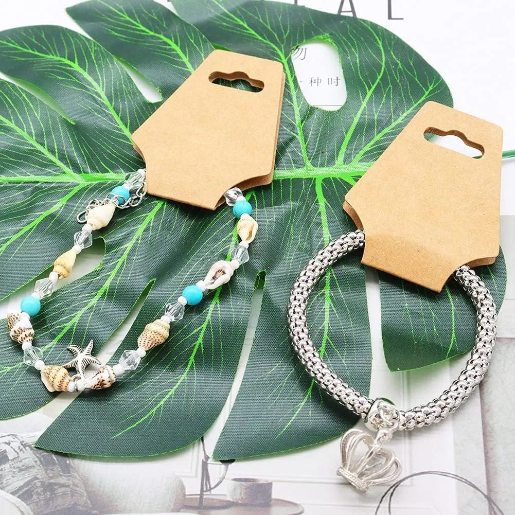 Custom Bracelet Display Cards Kraft Handmade with Love Blank Cards Jewelry Packaging