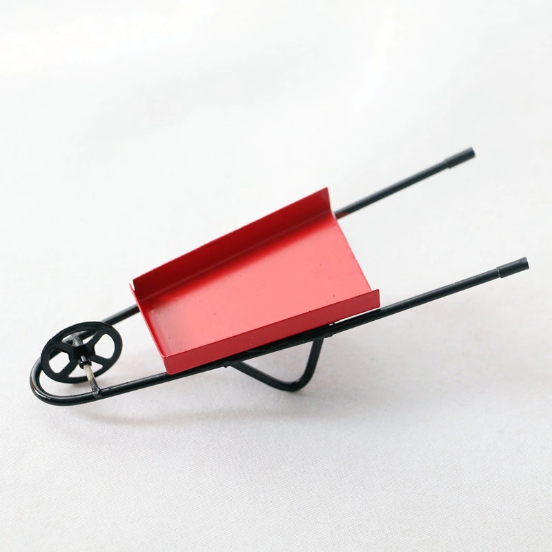 1: 12 Dollhouse Miniature Metal Red Pulling Cart for Dollhouse Decor Accessories