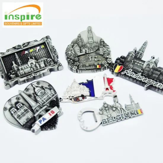 Wholesale Customized Souvenir Architecture 3D Relief Metal Fridge Magnet Promotional Gifts