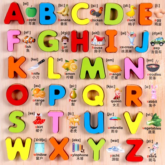 ABC Letters Number Alphabet Wooden Montessori Educational Toy 3D Jigsaw Puzzle for Kids
