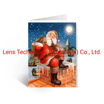 Beautiful and Colorful Christmas Plastic Greeting Card with 3D Flip Effect