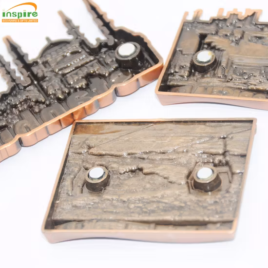 Wholesale Customized Souvenir Architecture 3D Relief Metal Fridge Magnet Promotional Gifts