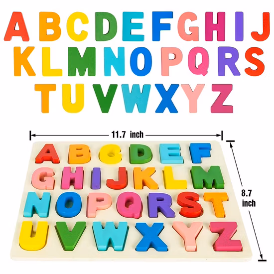 ABC Letters Number Alphabet Wooden Montessori Educational Toy 3D Jigsaw Puzzle for Kids