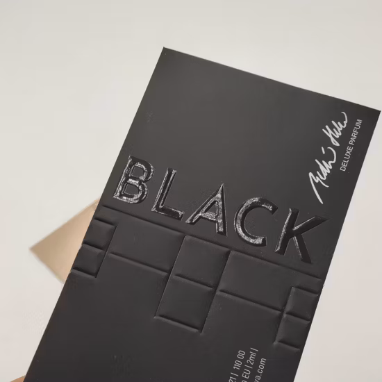 Silver/Gold Cardboard Paper Card Customized Paper Card with 3D Emboss for Perfume Tester