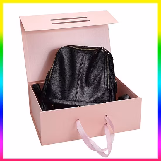 Custom Rigid Cardboard Magnet Packaging Box with Handles Wholesale Large Folding GIF Box for Shoes Packing